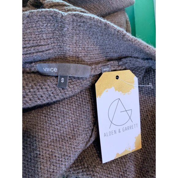 Vince Brown Wool Blend Knit Short Sleeve Cardigan, Size S - Picture 5 of 5